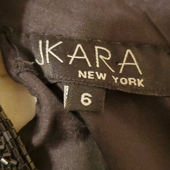 J Kara black beaded chiffon maxi gown size 6 - Picture 12 of 14